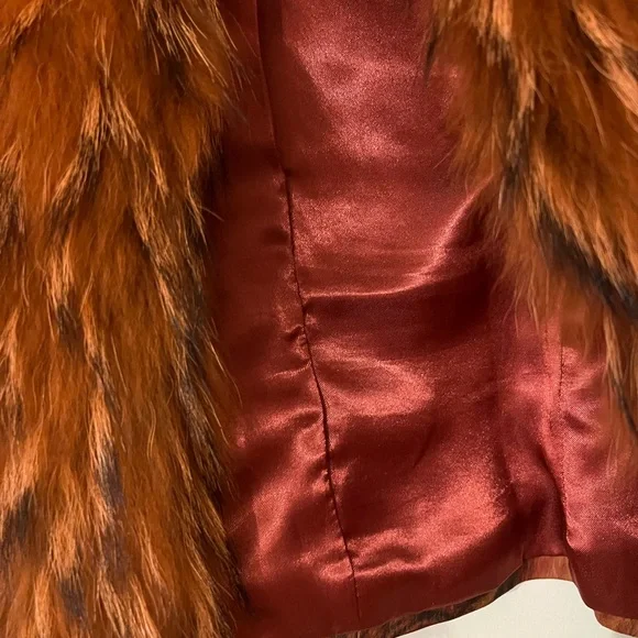 CACHE Leather Jacket with Real Fur Size 6 Very Rare - Picture 14 of 15